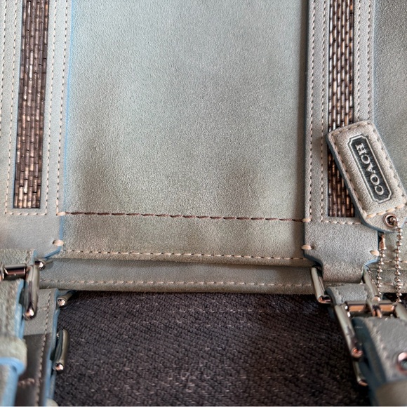 Vintage Coach 8B31 Mint Suede Beaded Tote Bag Tiffany blue interior Dust Bag Inc - Picture 15 of 16
